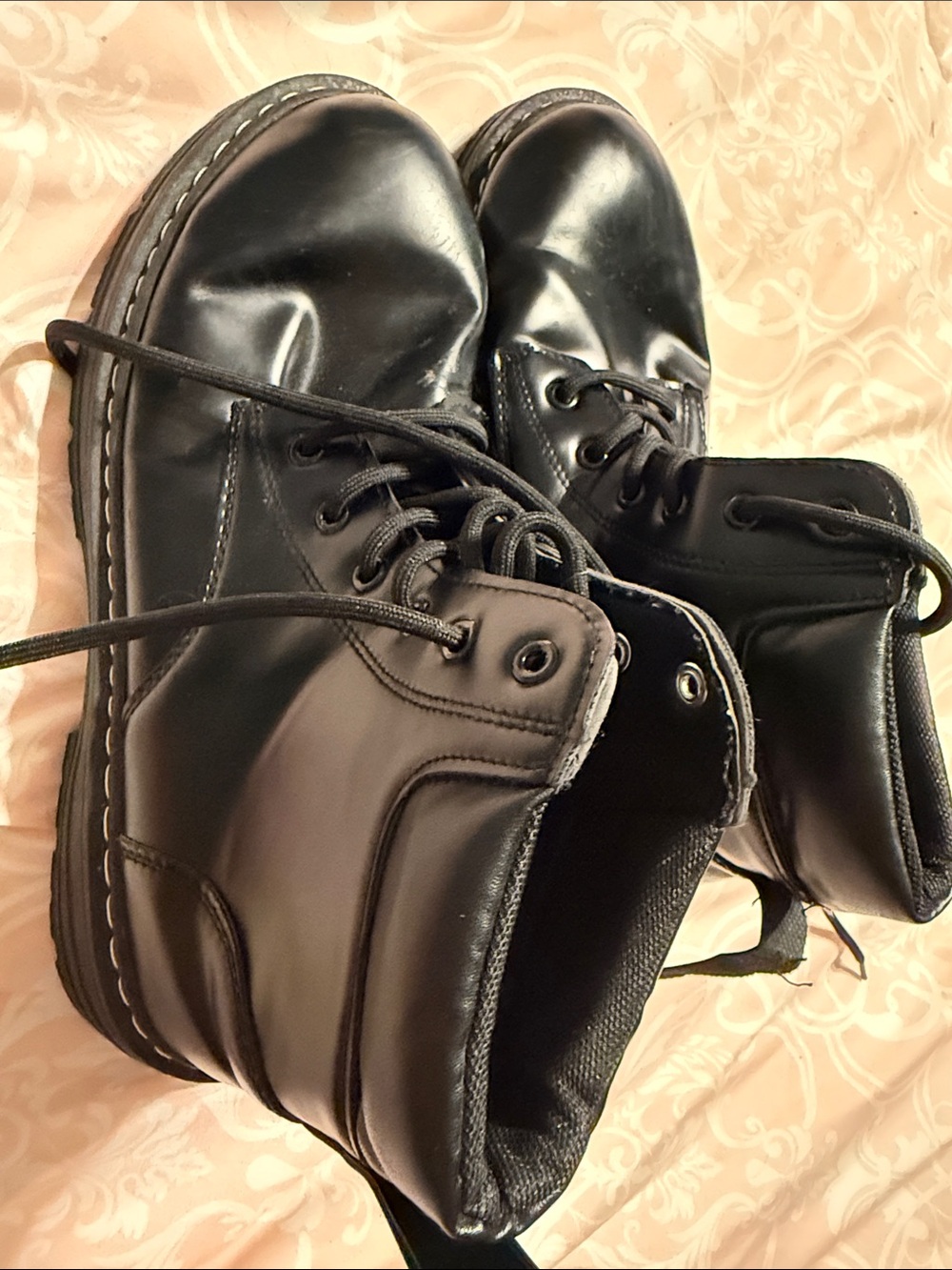 Men's Black Lace-Up Leather Work Boots
